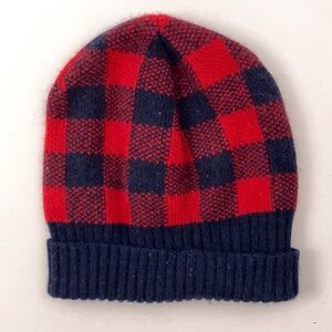 Crew Cuts Red Blue Plaid Winter Hat Kids S-M
